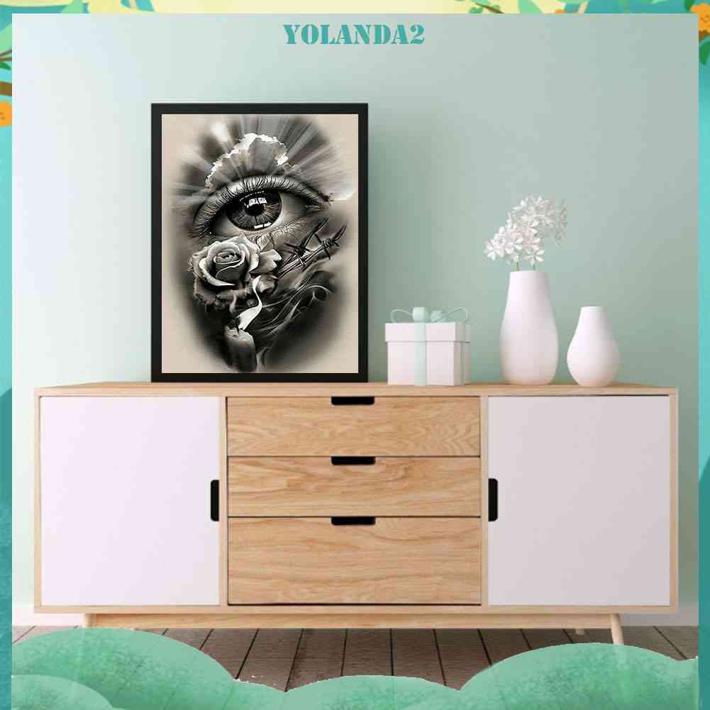 Tranh Đính Đá Kim Cương Toàn Bộ 5D DIY Hình Vẽ Mắt Hoa Hồng