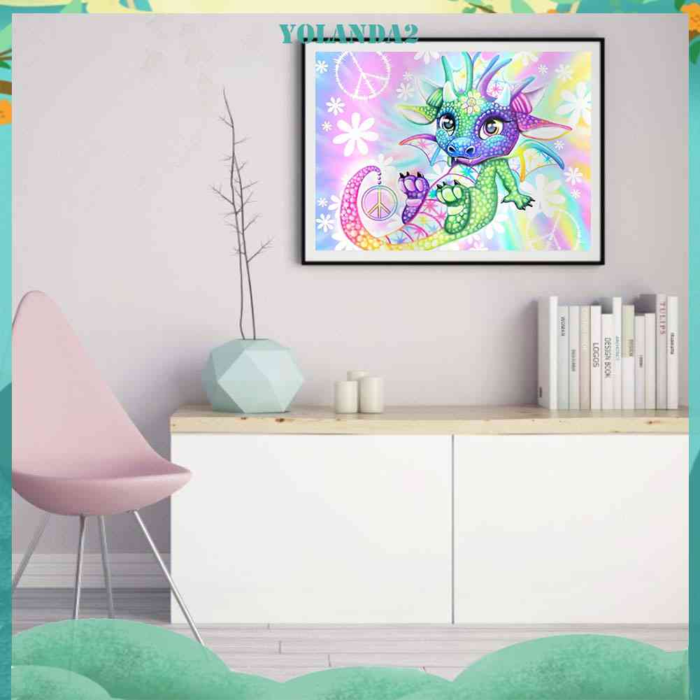 Bộ Tranh Đính Đá Tự Làm 45x35cm 24 Màu Hình Rồng Độc Đáo