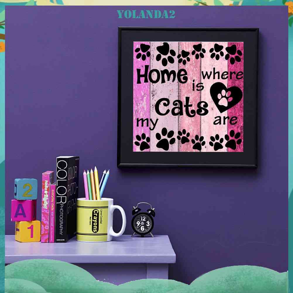 Bộ Tranh Đính Đá 5D Toàn Diện Họa Tiết Chú Mèo Độc Đáo DIY Dùng Trang Trí Nhà Cửa