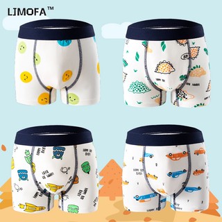 LJMOFA KIDS Set 4 Quần Lót Cotton Kháng Khuẩn In Họa Tiết Hoạt Hình Hiện Đại Thoải Mái Cho Bé Trai 2-13 Tuổi