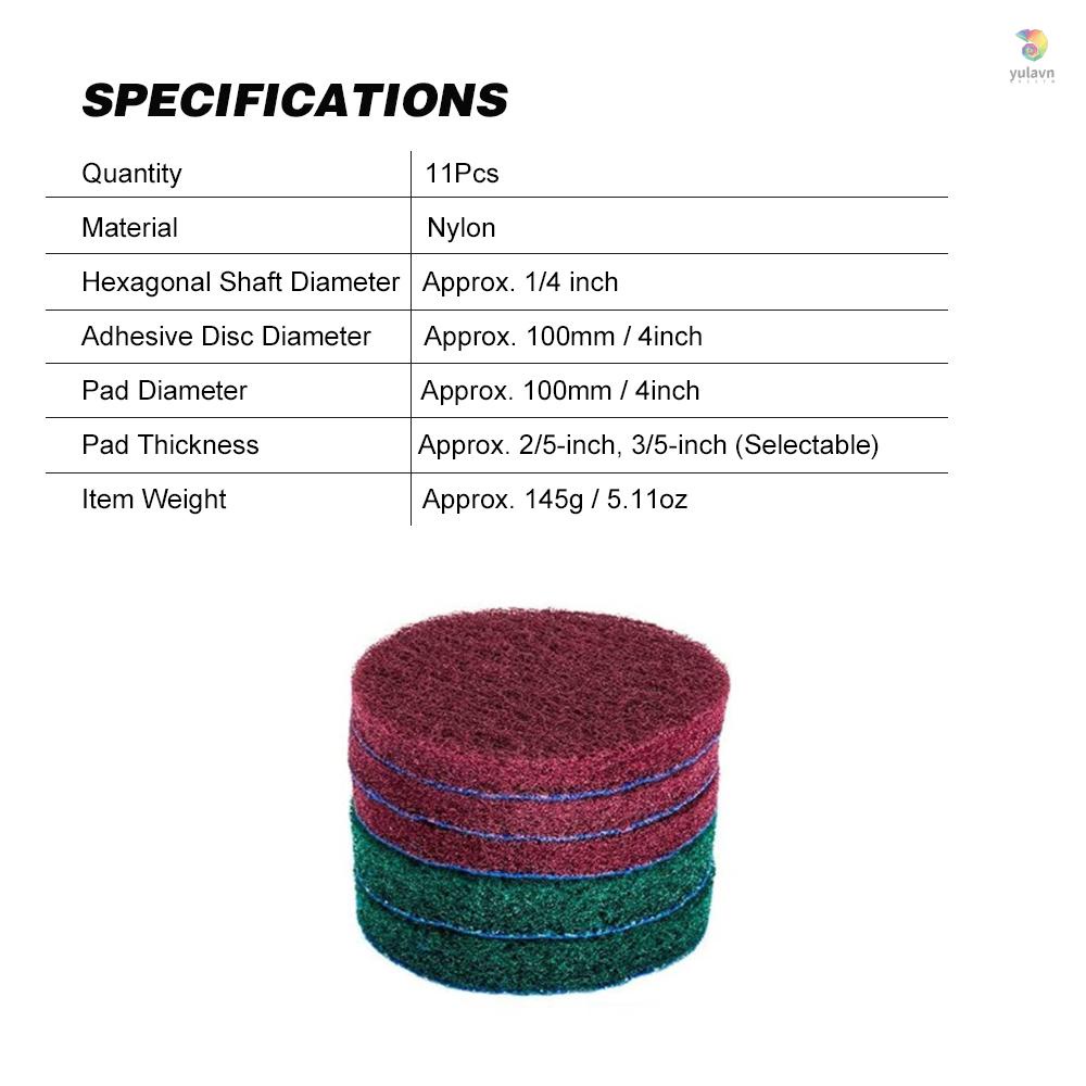 Set 11 Miếng Chà Rửa Kính Xe Hơi 4 inch Có Mũi Khoan Điện