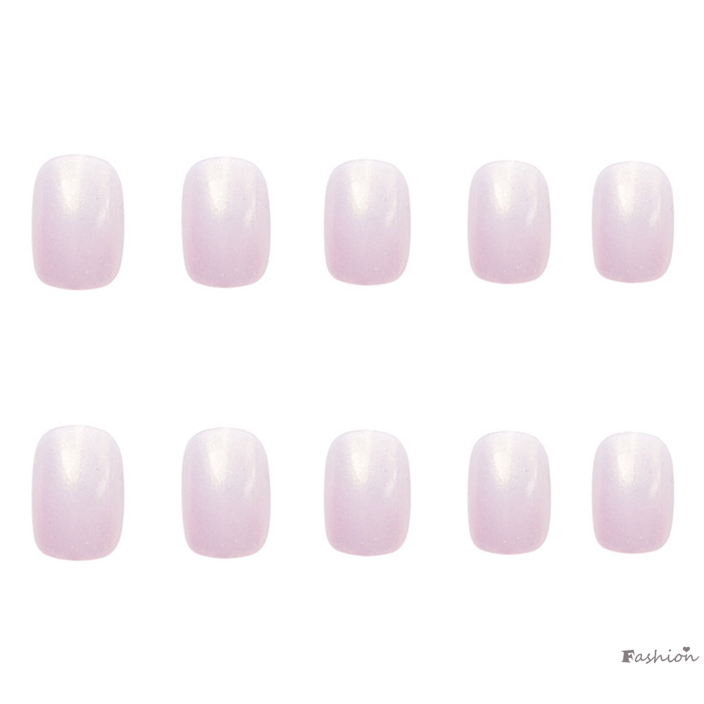 Móng Tay Giả Ngắn Màu Hồng Ngọc Trai Xinh Xắn Có Thể Tái Sử Dụng