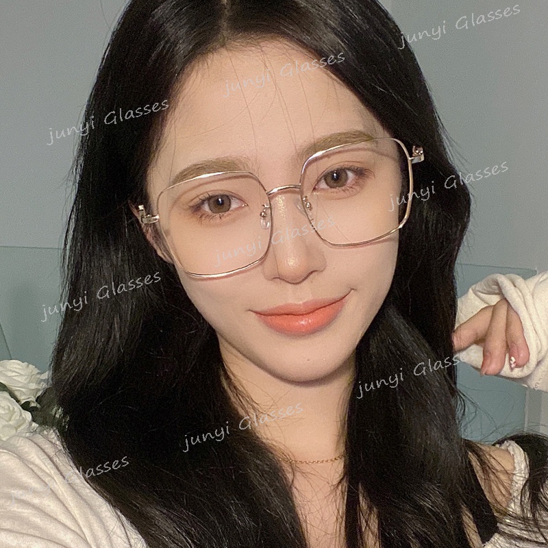 Kính Mát Gọng Vuông Lớn Chống Tia UV Ánh Sáng Xanh Chống Bức Xạ Bằng Kim Loại Cho Nam Và Nữ