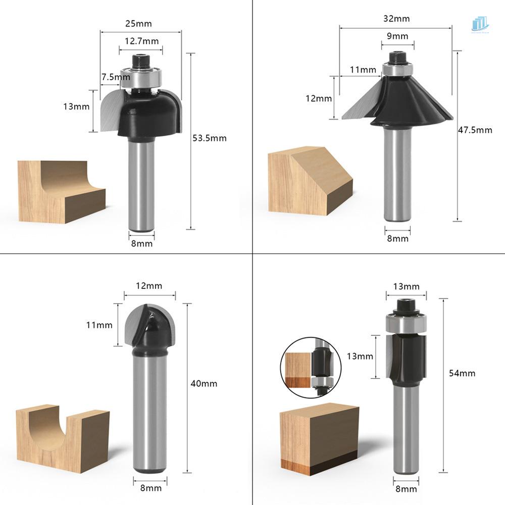 Bộ 12 Mũi Khoan Cắt Gỗ Tungsten Carbide 8mm Chuyên Dụng