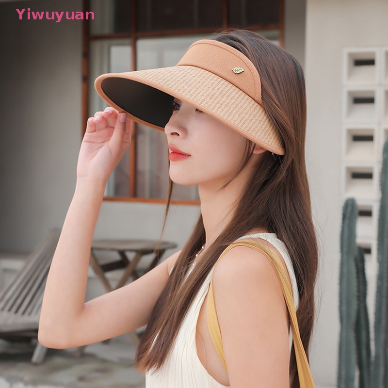 < Yiwuyuan > Mũ Cói Rộng Vành Chống Nắng / Tia UV Có Thể Gập Lại Hợp Thời Trang Đi Biển Du Lịch Cho Nữ Mới