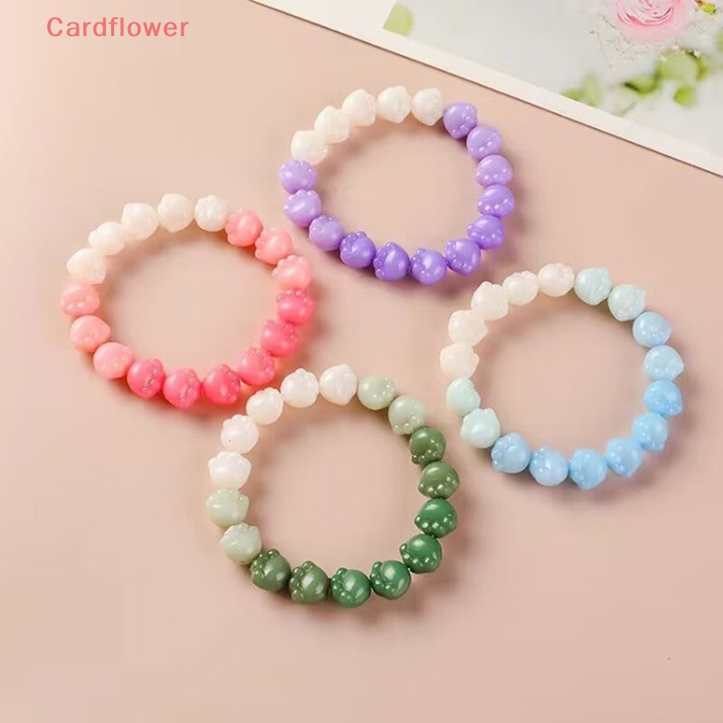 < Cardflower > Vòng Tay Chuỗi Hạt Đá Pha Lê Tự Nhiên Co Giãn Hình Dấu Chân Mèo Màu Gradient Mùa Hè Mới Cho Nữ