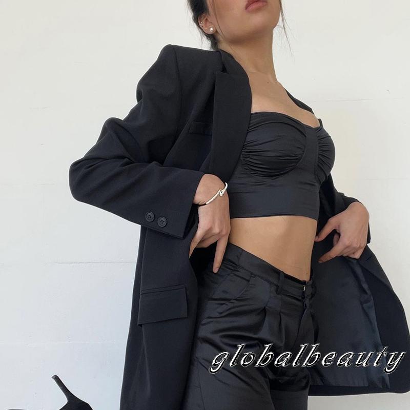 Áo Croptop Sát Nách Màu Trơn Cột Dây Cổ Thấp Thời Trang Mùa Hè Màu Đen / Trắng / Đỏ / Xanh Dương S / M / L