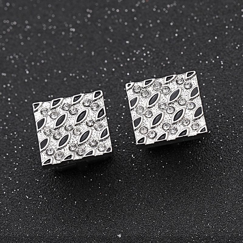 Khuy Măng Sét Kim Loại Hình Vuông Đính Đá Sang Trọng Cho Nam