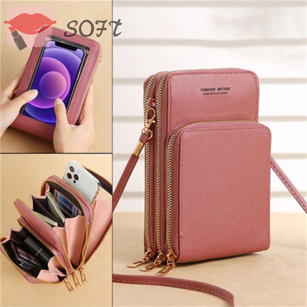 Túi Da PU Mềm Đeo Vai Đựng Điện Thoại Đa Năng Có Thể Chạm Màn Hình Cảm Ứng