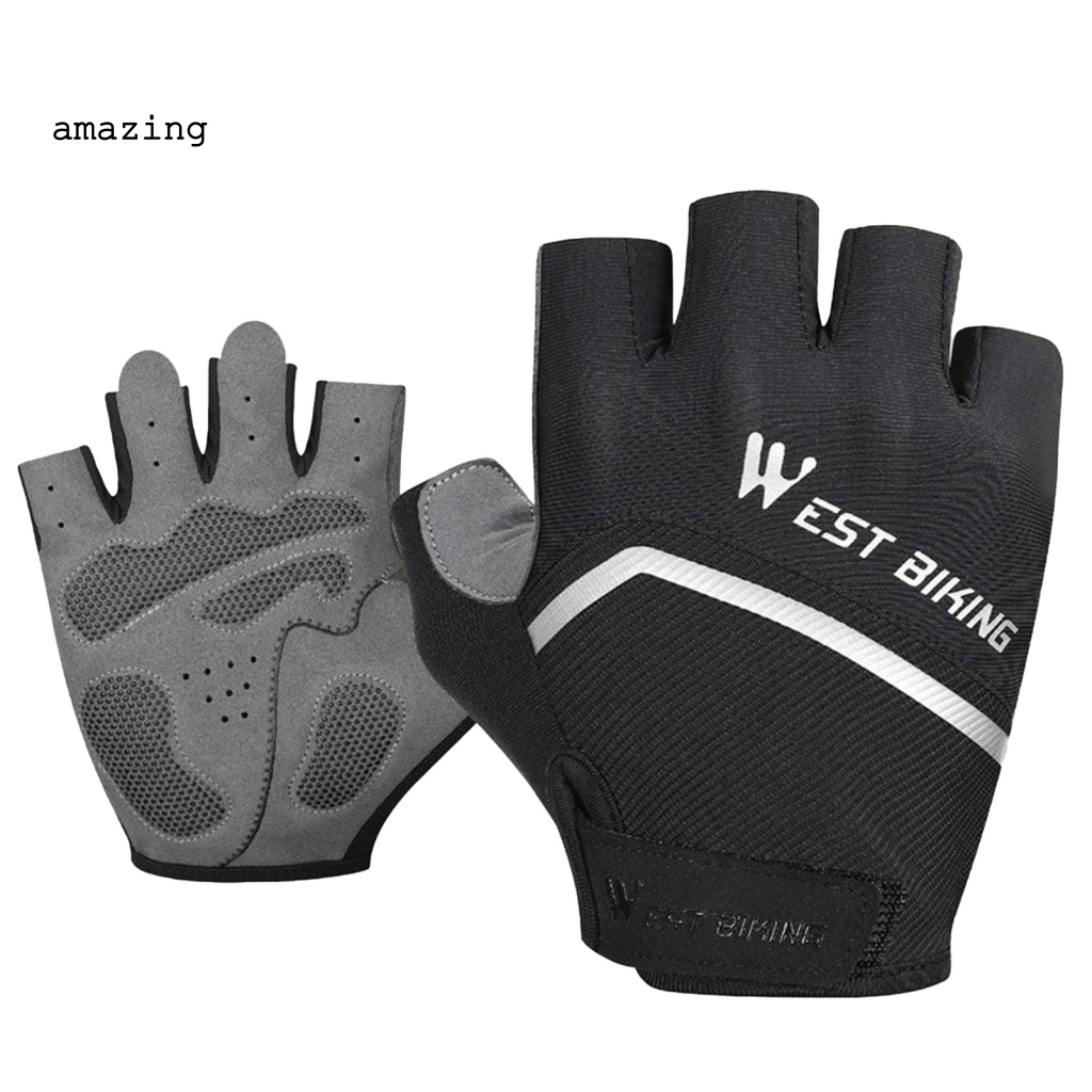 1 Đôi Găng Tay Nửa Ngón Bằng Da Giả Thoải Mái Chống Trầy Xước Khi Đi Xe Đạp