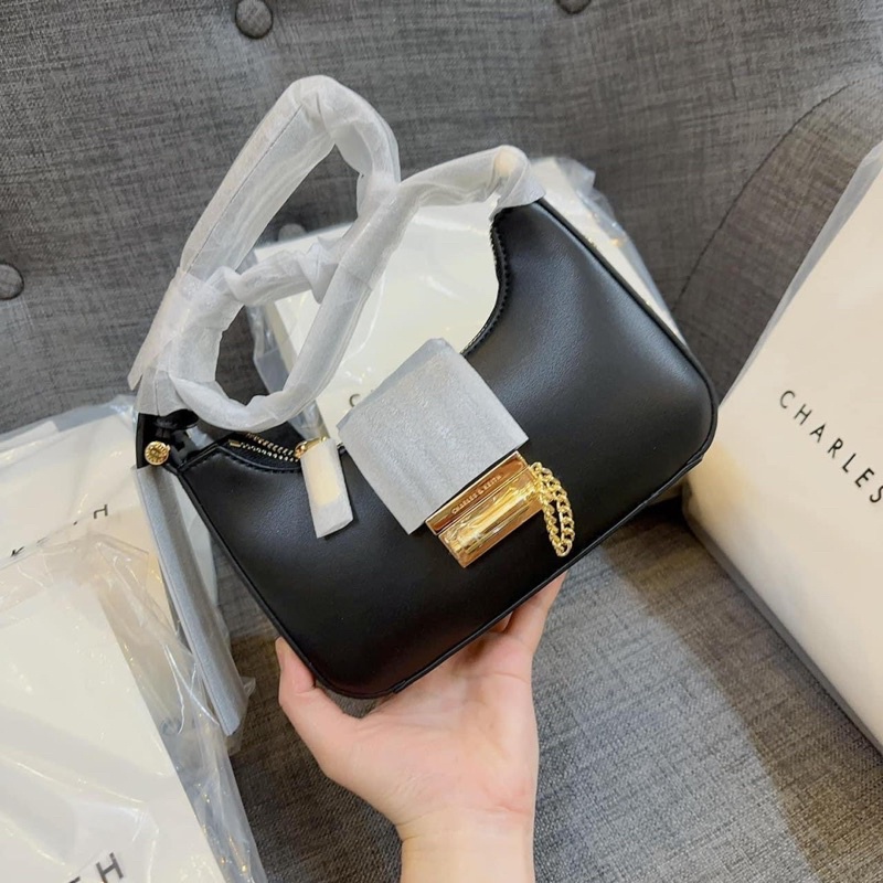 CNK - Túi đeo vai nữ phong cách Singapore, dây đeo vai rộng, khóa chuỗi, túi nách CK2-40271113