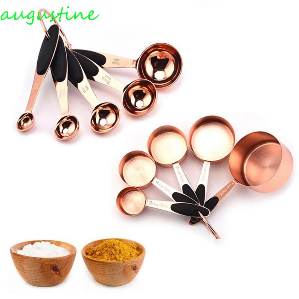 Bộ 5 Muỗng Đo Lường Được Làm Từ Thép Không Gỉ Với Họa Tiết Hình Hoa Hồng|Muỗng Múc Đường Bằng Thép Không Gỉ