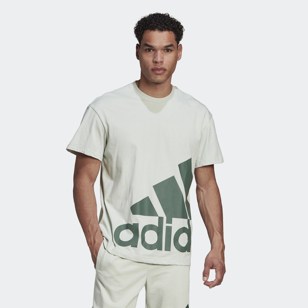 Adidas Phong cách sống Áo Thun Giant Logo Essentials Nam màu xanh lá HL2218
