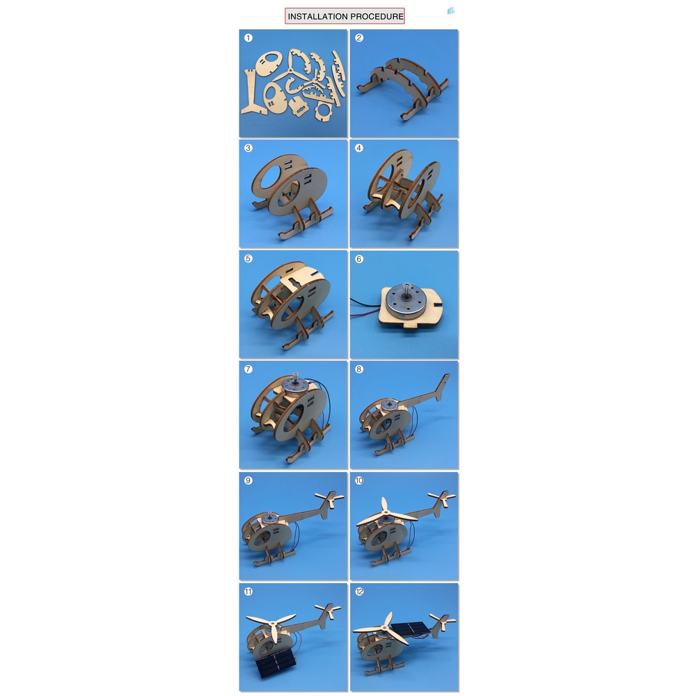 Đồ chơi trẻ em Lắp Ráp Mô Hình Máy Bay Trực Thăng 3D Bằng Gỗ Sử Dụng Năng Lượng Mặt Trời DIY