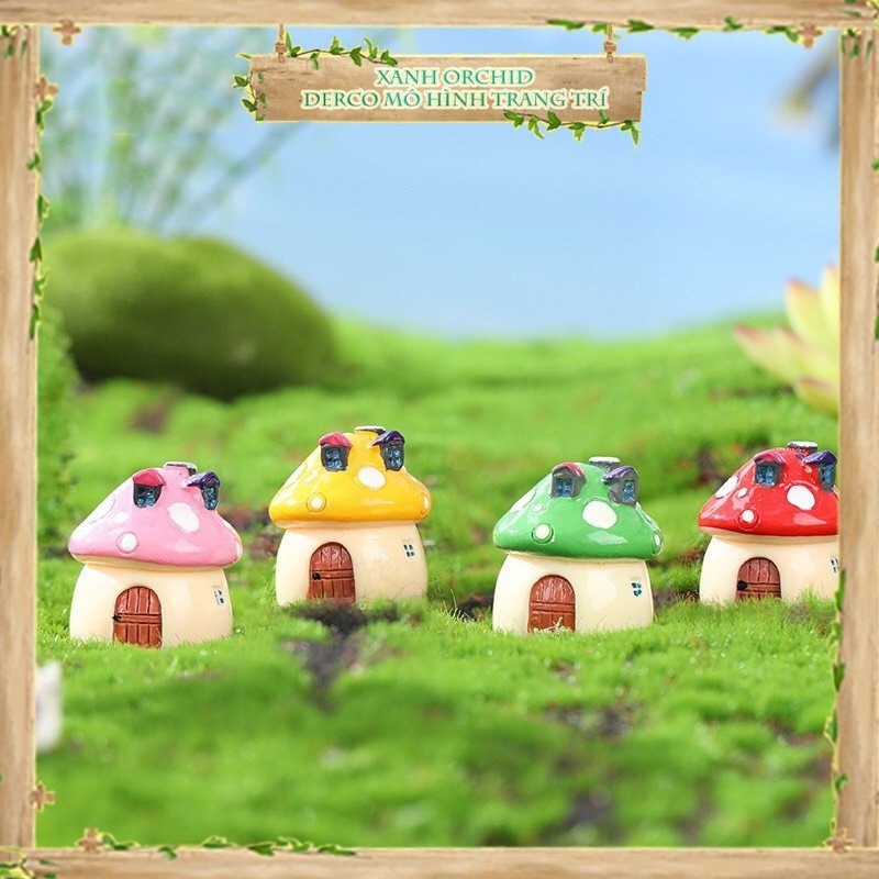 ​​​​​​​​Mô Hình Tiểu Cảnh "Ngôi Nhà Nấm mini Dễ thương Mini" Trang Trí Sen Đá, Sân Vườn/ Chậu Cây, DYI, Terrarium