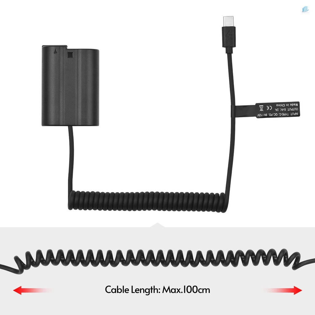 Đầu Nối Pin Andoer EN-EL15 USB-C MH-25 Với Cáp Nguồn USB Type-C Cho Z7 Z6 D800 D850 D810 D7200 D7100