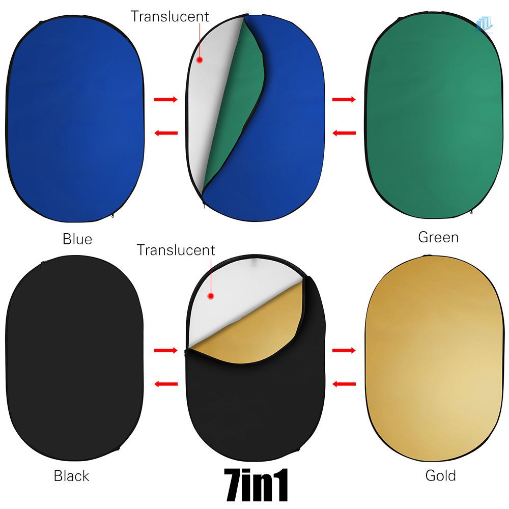 Đèn Phản Quang 60 * 90cm / 24 * 35inch 7 Trong 1 (Trong Mờ, Vàng, Trắng, Đen, Xanh Lá, Xanh Dương) Có Thể Gập Lại Đa Chiều Cho Studio Chụp Ảnh Ngoài Trời