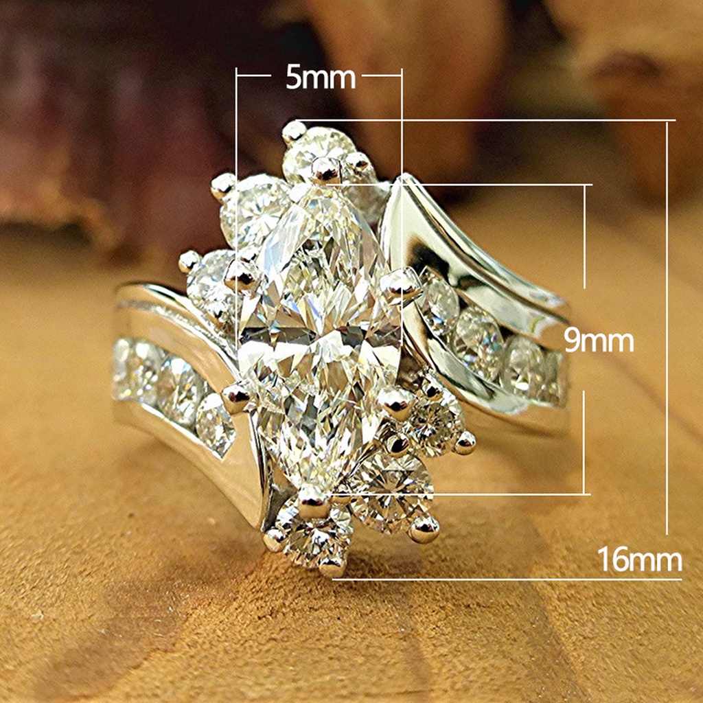 Nhẫn Đính Đá Zircon Lấp Lánh Thời Trang Không Gây Kích Ứng Dễ Sử Dụng