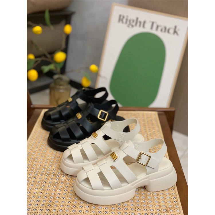 Duoya Tóc Thẳng ~ [Hàng Có Sẵn] Giày Sandal Đế Dày Phong Cách Roman Mùa Hè Cho Nữ Miễn Phí Vận Chuyển