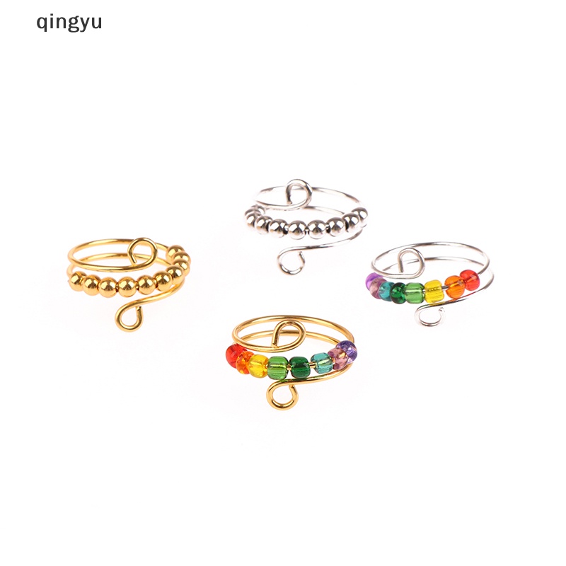 Qingyu Nhẫn Hạt Mưa Xoay Tự Do Giảm Căng Thẳng Phong Cách Bohemian