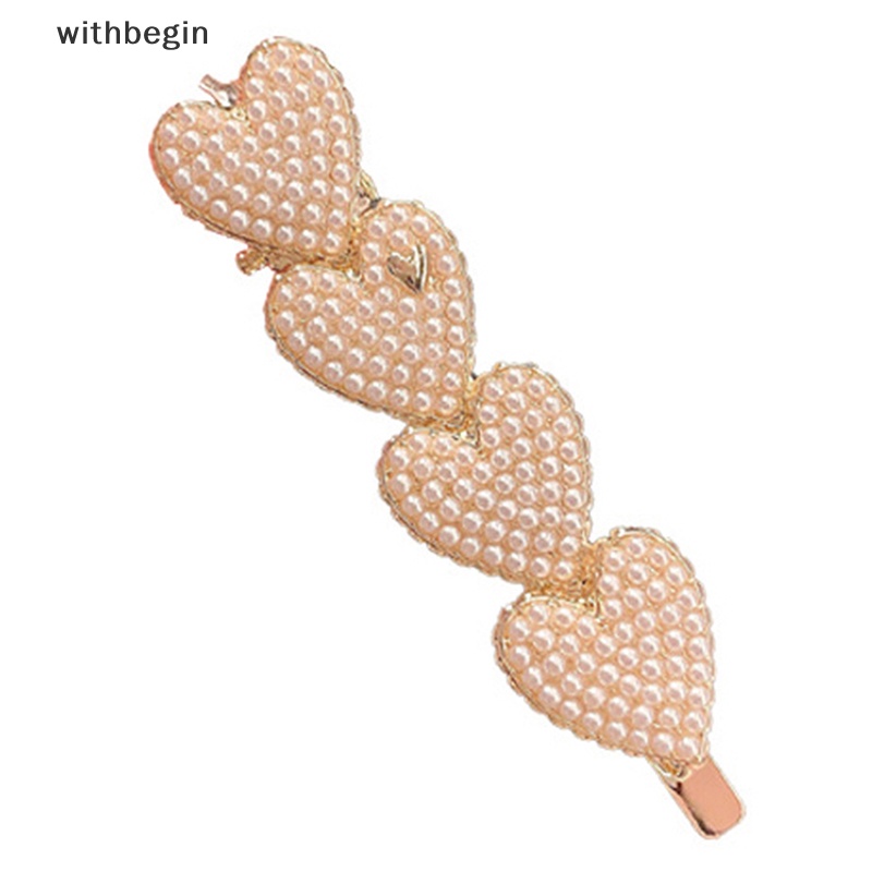 Kẹp Tóc Đính Hạt Ngọc Trai Trái Tim Phong Cách Hàn Quốc Ngọt Ngào Cho Nữ