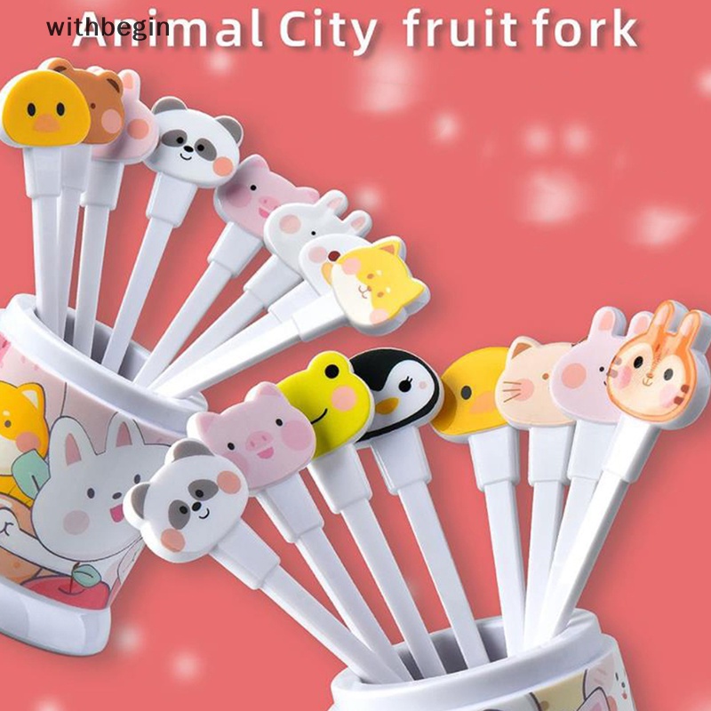 Bộ 8 Nĩa Ăn Trái Cây / Tráng Miệng Hình Động Vật Hoạt Hình Mini Dễ Thương