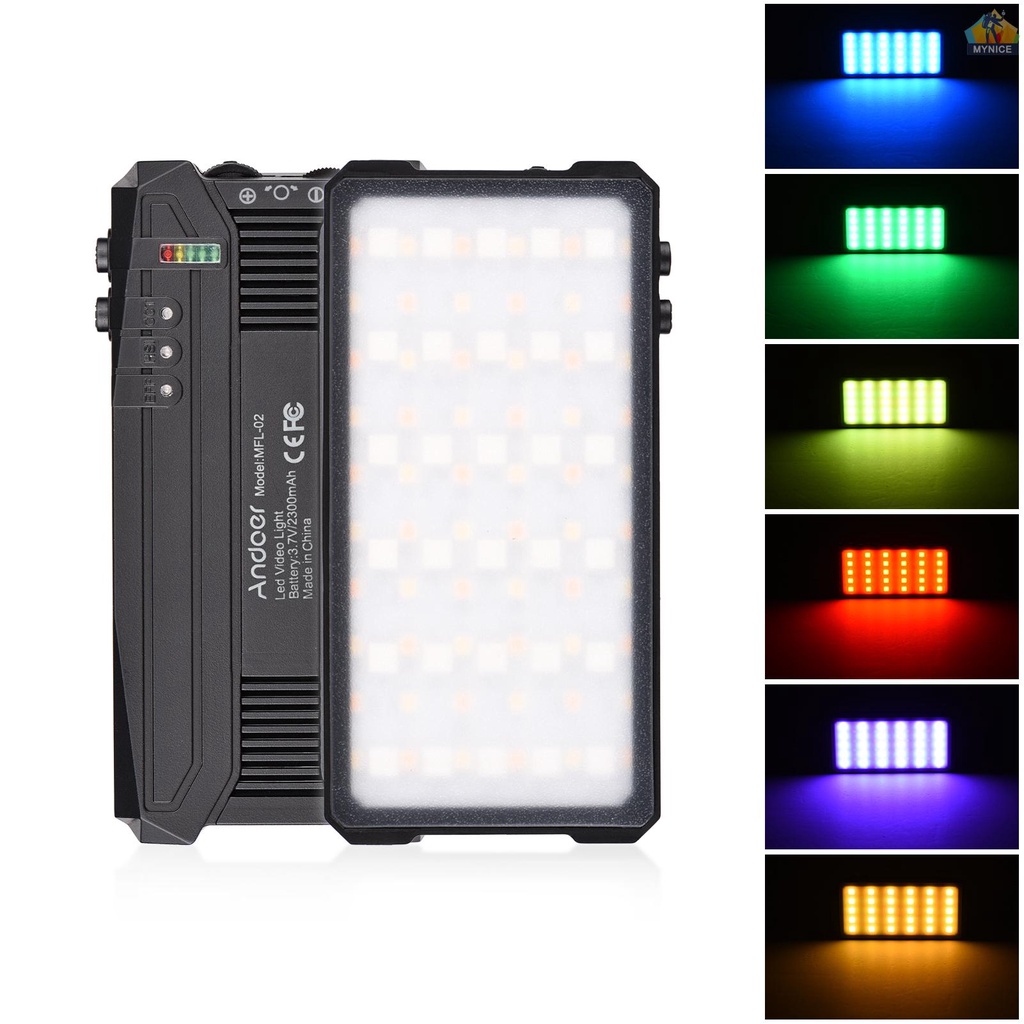 Bộ 90 Đèn LED Andoer MFL-02 5W RGB 3000K-6500K CRI 95 Đa Năng Có Thể Điều Chỉnh Độ Sáng