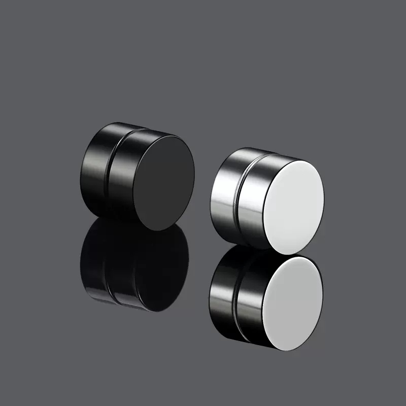 Set 2 Khuyên Tai Kẹp Nam Châm Bằng Thép Titan Không Xỏ Lỗ Cho Nam Nữ