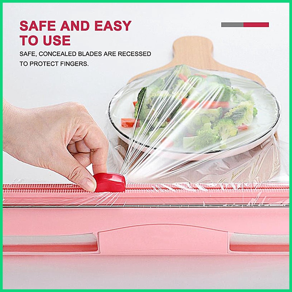 Cuộn Màng Bọc Thực Phẩm 2 Trong 1 Bằng Lá Nhôm Có Thể Nạp Lại Kèm Giá Đỡ Trượt Tiện Dụng