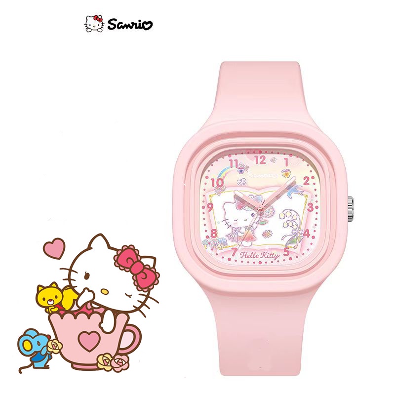 Đồng Hồ Đeo Tay Dây Silicon Hình Kuromi Sanrio Dễ Thương Cho Bé