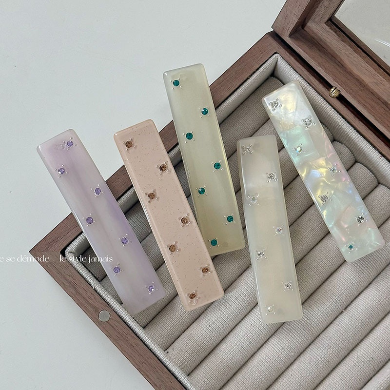 Kẹp Tóc Đuôi Ngựa Đính Kim Cương Nhân Tạo Màu Sắc Phong Cách Hàn Quốc