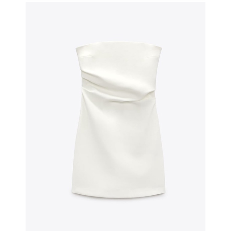 ZARA Đầm Ống Ngắn Xếp Ly Ôm Dáng Màu Trơn Thời Trang Mùa Hè 23 Zara3180332