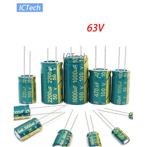 Set 50 Tụ Điện Nhôm Tần Số Cao 63V 100UF 220UF 470UF 1000UF 2200UF 2200UF Chuyên Dụng