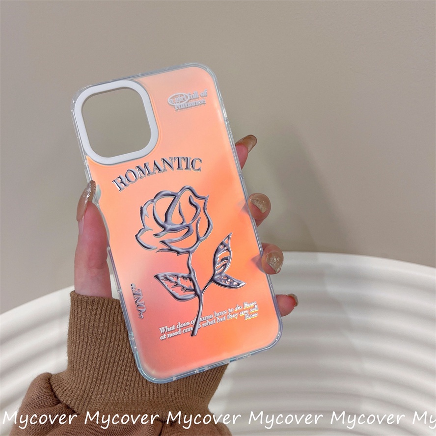 Ốp Điện Thoại Silicon Mềm Họa Tiết Hoa Hồng Màu Gradient Cho iPhone 14 13 12 11 Pro Max X XR Xs Max 6 7 8 Plus