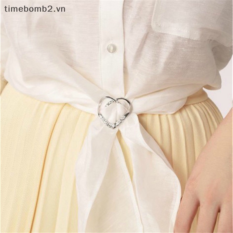 {Timebomb} Ghim Cài Khăn Choàng Lụa Pha Lê Hình Trái Tim Cho Nữ