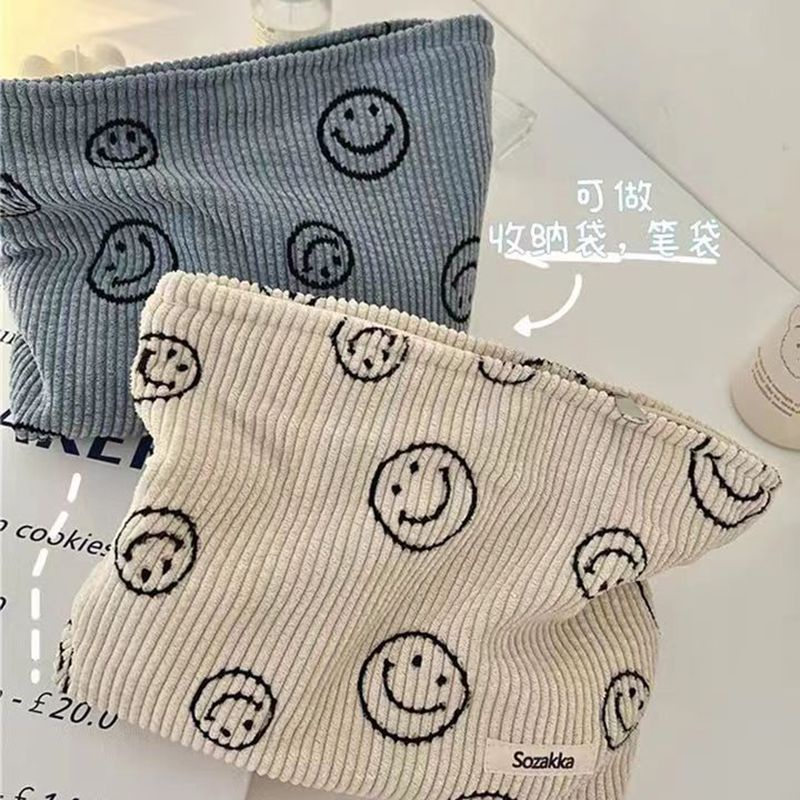 Túi Đựng Mỹ Phẩm Vải Canvas Kẻ Sọc Cỡ Lớn Kiểu Retro Chuyên Dùng Cho Học Sinh