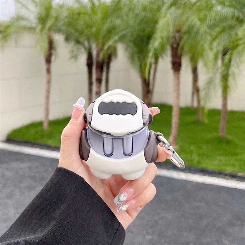 Vỏ Bảo Vệ Hộp Sạc Tai Nghe Hoạt Hình Cá Mập 3D Cho OPPO Enco Air 3 OPPO Enco Air3