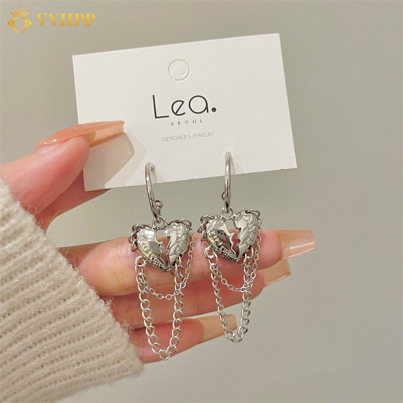 Đôi Bông Tai Dáng Rơi Họa Tiết Trái Tim Thời Trang Cho Nữ