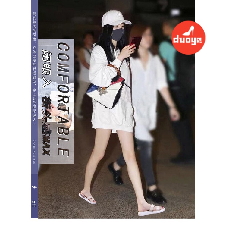 Duoya Dép Sandal Đế Phẳng Chống Trượt Phong Cách Thần Tiên Đơn Giản Thời Trang Mùa Hè Dành Cho Bạn Nữ Mặc Trong Nhà / Ngoài Trời Bán Chạy