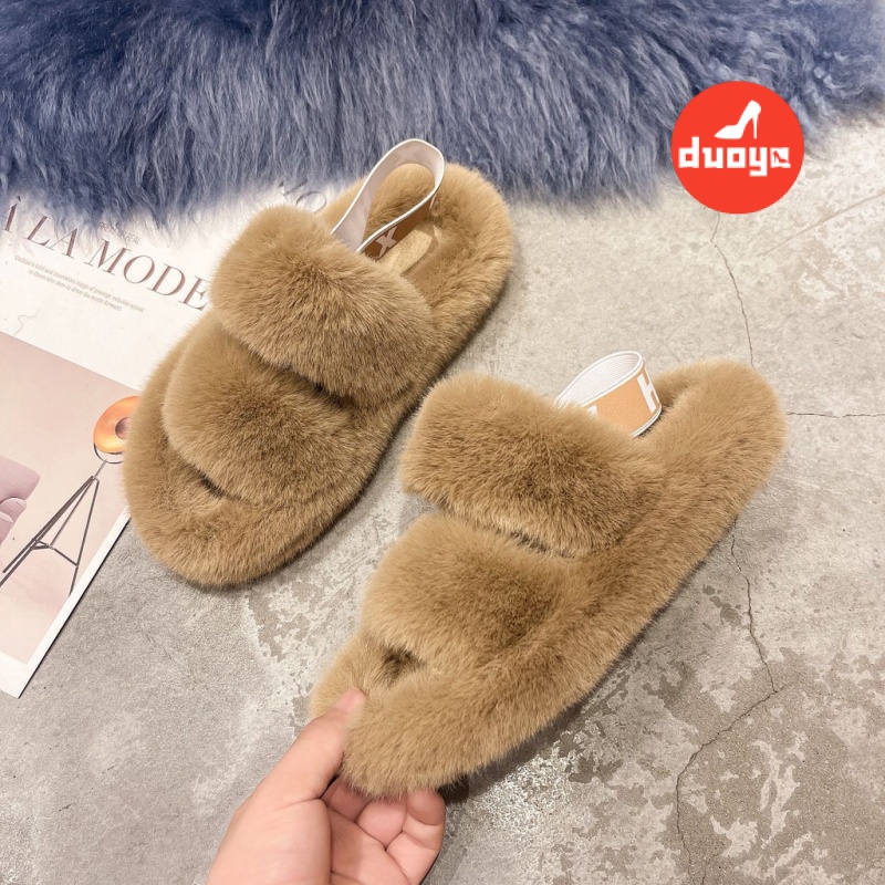 Duoya Tóc Thẳng ~ [Hàng Có Sẵn] Dép Bông Quai Chéo Đi Trong Nhà / Ngoài Trời Kích Thước Lớn Có Quai Chéo Bằng Vải Cotton Dày Hai Hàng Thương Mại Ngoại Thương