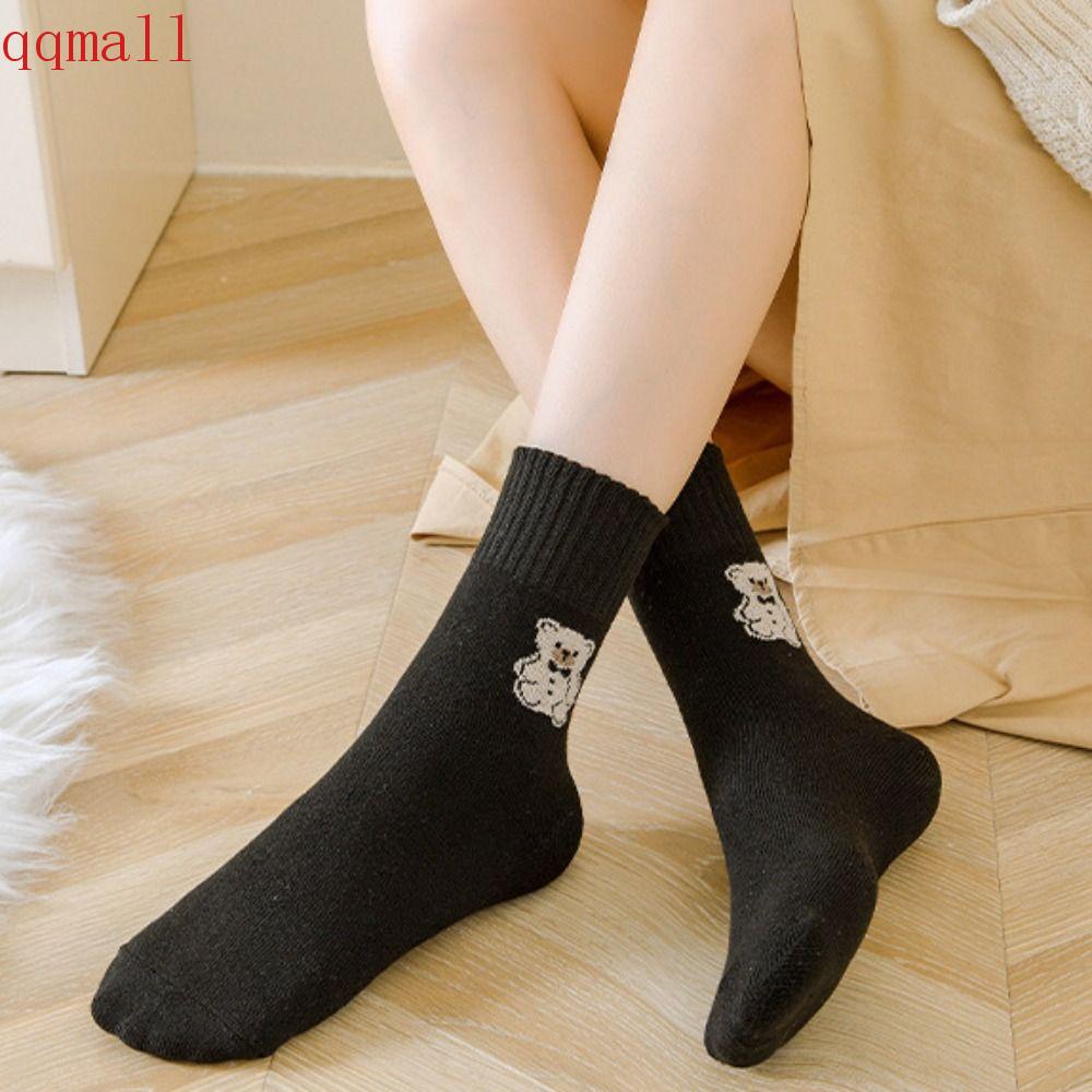 Vớ Cotton Giữ Ấm Mùa Thu In Hình Gấu Phong Cách Harajuku Cho Nữ