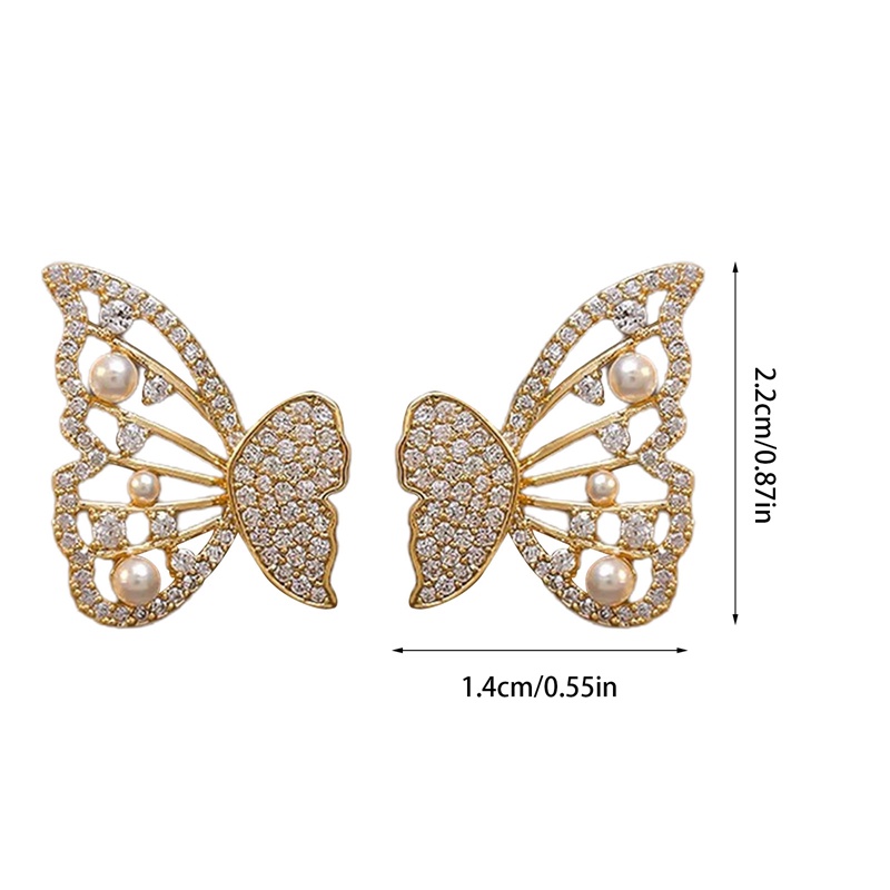 Khuyên Tai Hình Bướm Đính Ngọc Trai Sang Trọng Cho Nữ