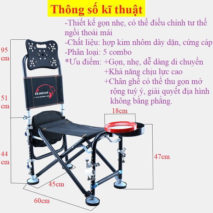 Ghế Câu Đài Địa Hình Ghế Xếp Ghế Gấp Câu Cá Cao Cấp KK19