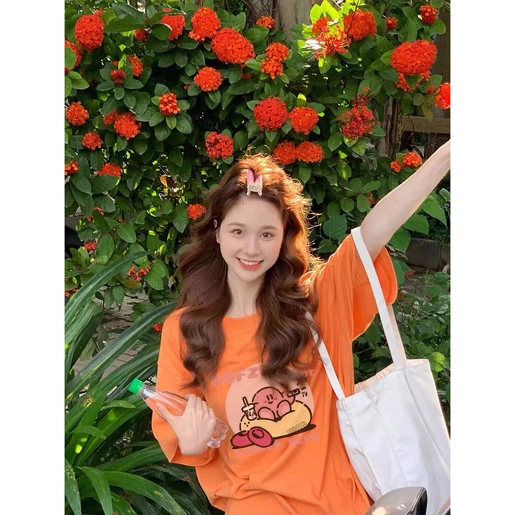 Áo Thun Tay Ngắn In Hoạt Hình Màu Kẹo Ngọt Dành Cho Nữ