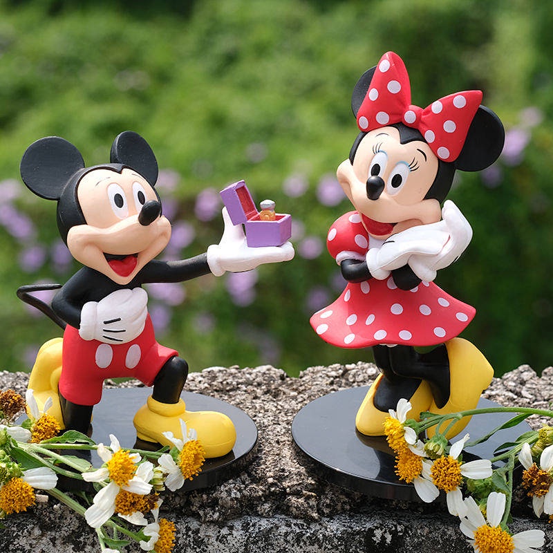 Wedding White Wedding Dress Mickey Minnie Wedding Shoes Box Hand Office Cake Ornaments Mickey Mouse Doll Toy Gift Model chei