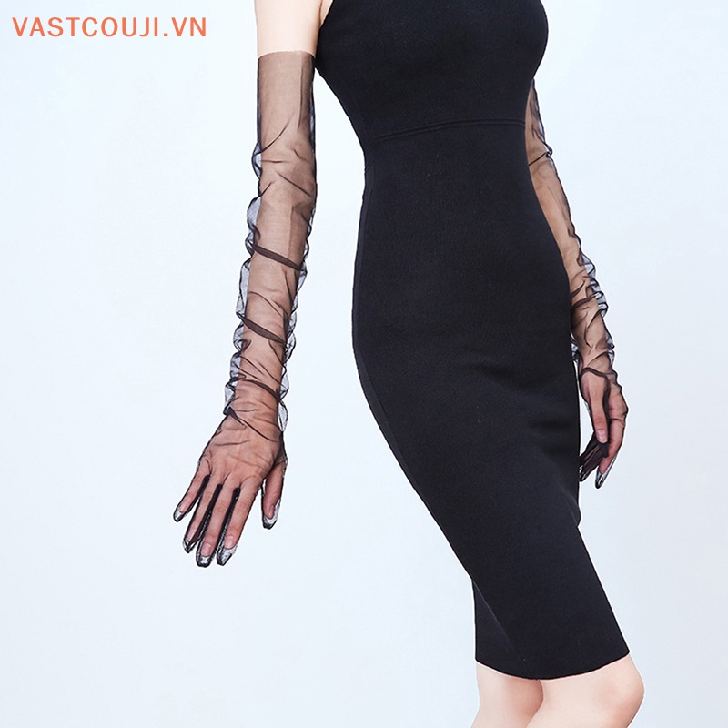 Đôi Găng Tay Vải Tuyn Xỏ Ngón Thời Trang Cho Cô Dâu