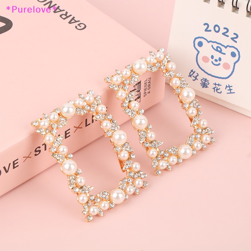 1 Khóa Kẹp Giày Cao Gót Bằng Kim Loại Đính Đá Ngọc Trai Mới