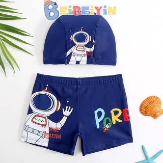 Bộ quần bơi + mũ bơi họa tiết hoạt hình dễ thương cho bé trai