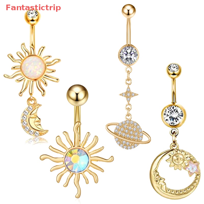 [Fantastictrip] Khuyên Rốn Đính Đá Zircon Mặt Trăng Hành Tinh Thời Trang Mới Cho Nữ