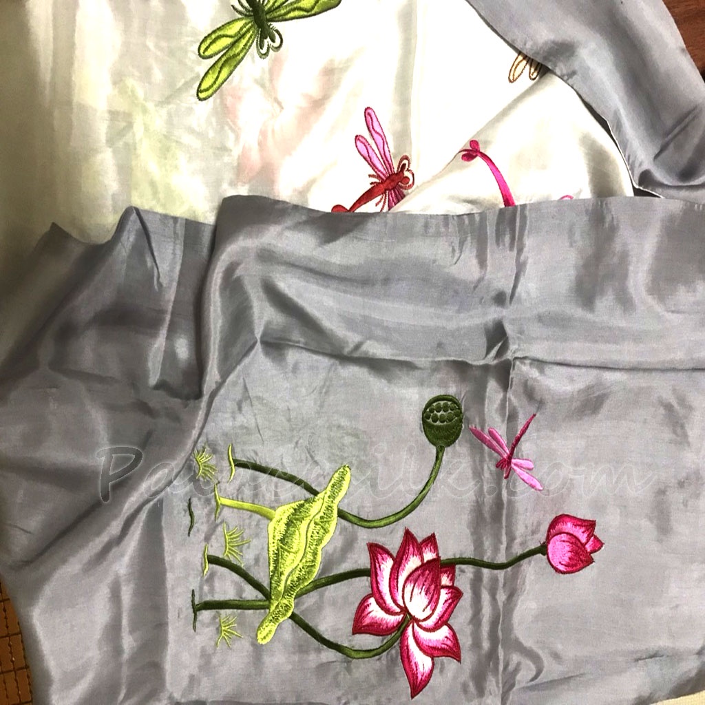 Khăn lụa tơ tằm Palacesilk thêu tay, 100% SILK, phong cách thanh lịch & sang trọng, mềm mượt